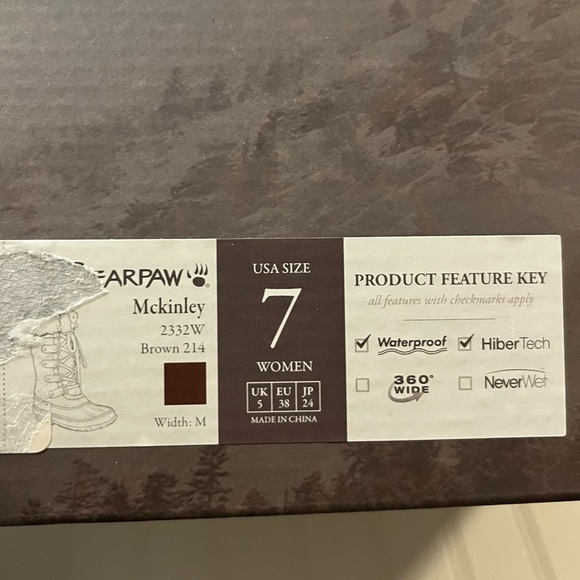 Bearpaw McKinley Boots Women’s Size 7 Brown Waterproof Boots NIB - Picture 6 of 8